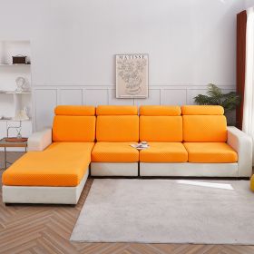 Solid Color Three-dimensional Jacquard Sofa Combination Seat Cover (Option: Bright Orange-Double)