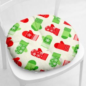 Cotton-filled Thickened Cotton And Linen Printing Chair Cushion (Option: Round Christmas Series 2 4-Cotton And Linen)