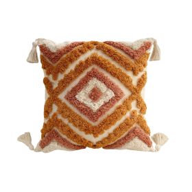 Bohemian Line Tufted Pillow Cover (Option: Diamond Red Brown-45 X45cm With Core)