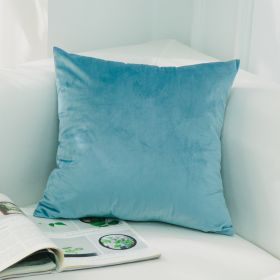 Dutch Suede Pillow Cushion Sofa Cushion Office Lumbar Bed Head Backrest Velvet Pillow Cover (Option: 62Aqua Blue-45x45cm Without Core)