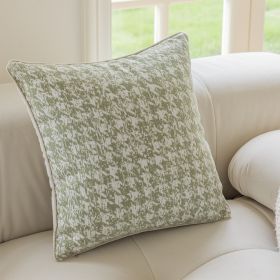 Pure Cotton Cream Style Sofa Pillow Cases Nordic Modern Minimalist Living Room Pillows (Option: Vanilla Green Houndstooth-Pillow Cover A)