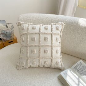 Moroccan Style High Quality Loop Velvet Geometric Embroidered Cushion (Option: White Grid Square Pillow-45 X45cm Including 500g Core)