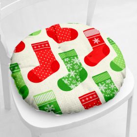 Cotton-filled Thickened Cotton And Linen Printing Chair Cushion (Option: Round Christmas Series 2 3-Cotton And Linen)