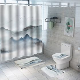 Digital Printing Polyester Bathroom Supplies Chinese Landscape Painting (Option: Yf105-165x180)