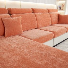 Thickened Chenille Sofa Cover Lazy All-inclusive (Option: Advanced Orange-Big Three)